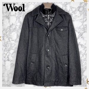 I JEANS BY BUFFALO Mens WOOL Double Layer Fully Lined Peacoat Size Medium